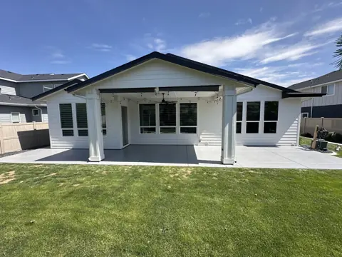 Jeremy S.'s finished covered patio, seen from the lawn.