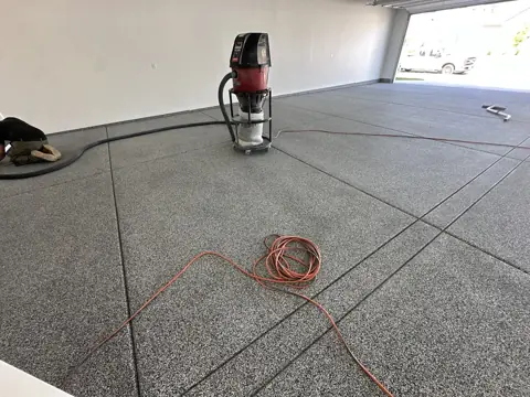 Stein J.'s garage floor during installation.